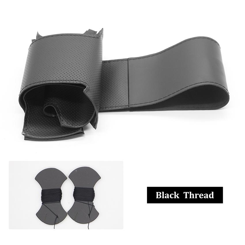 

Сшитый вручную черный чехол на руль автомобиля из искусственной кожи PU для Volkswagen VW Sharan Passat Variant EOS Amarok Black Thread