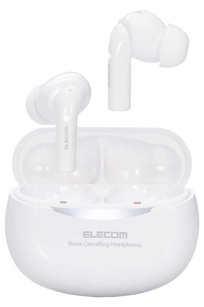ELECOM Wireless Bluetooth Noise AAC Fully Earplug Ambient Sound White LBT-TWS15WH Earbuds, 5.2, Cancelling, Compatible, Lightweight, Wireless, Mode,