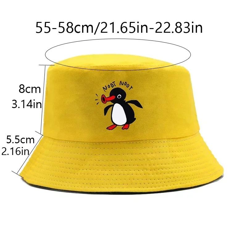 Sommer Pinguin Eimerhut Wende-Bob Herren Damen Baumwolle Reise Strand Fischerhut Outdoor Sport Hochzieh-Bob Panama Sonnenhut