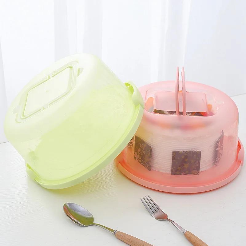 Portable Transparent Fresh-keeping Storage Box Circular Plastic Cake Box 8-inch Birthday Cake Baking Box Home Kitchen