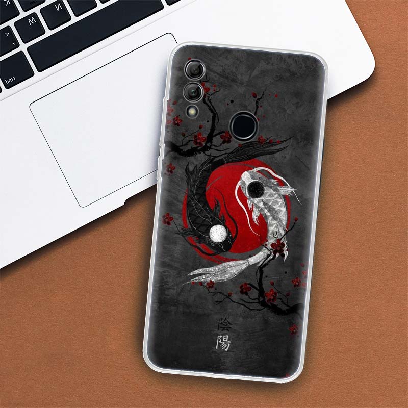 Japan Koi Fish Yin Yang Art Cover Phone Case For Huawei Y5 Y6 Y7 Y9S P Smart Z 2021 2019 Honor 10 Lite 9 20 9X 8S 8X 8A Pro 20i