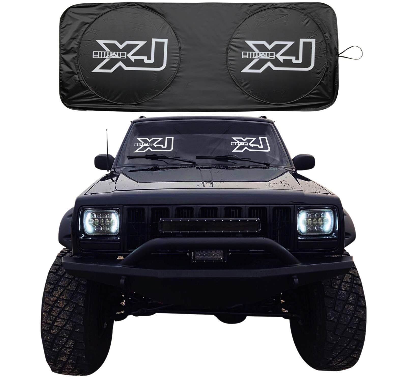 

RoRex Cherokee XJ Accessories Windshield Sunshade Banner Sun Shield Fit Year XJ 1984-2001 Custom Fit серебряный
