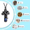 [InfuMemo] Cross-Shaped Urn Necklace for Loved One's Ashes with Birthstone - Forever In My Heart - Always with Me Cremation Jewelry Keepsake Pendant