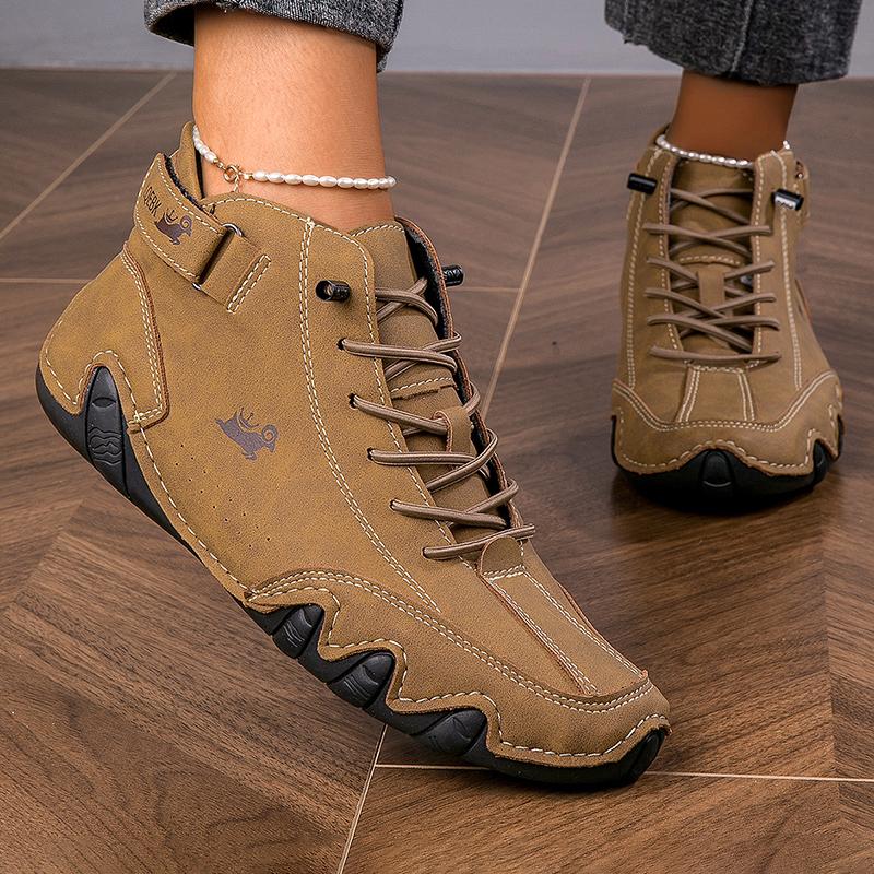 Women's High Top Sports Shoes Comfortable Lightweight Non Slip Walking Loafers Fashionable Lace Up Outdoor Bottomed Ankle Boots