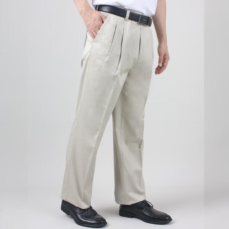 YOUNG RIVER Men's Relaxed Fit Business Casual Straight Leg Trousers