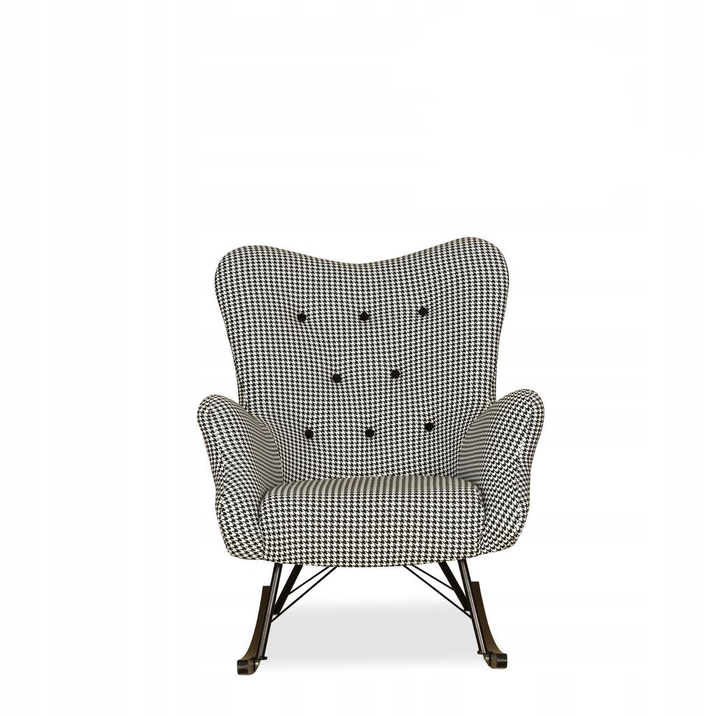 Luna Print Scandinavian Wing Chair, Rocking On Runners, Family Meble, Houndstooth