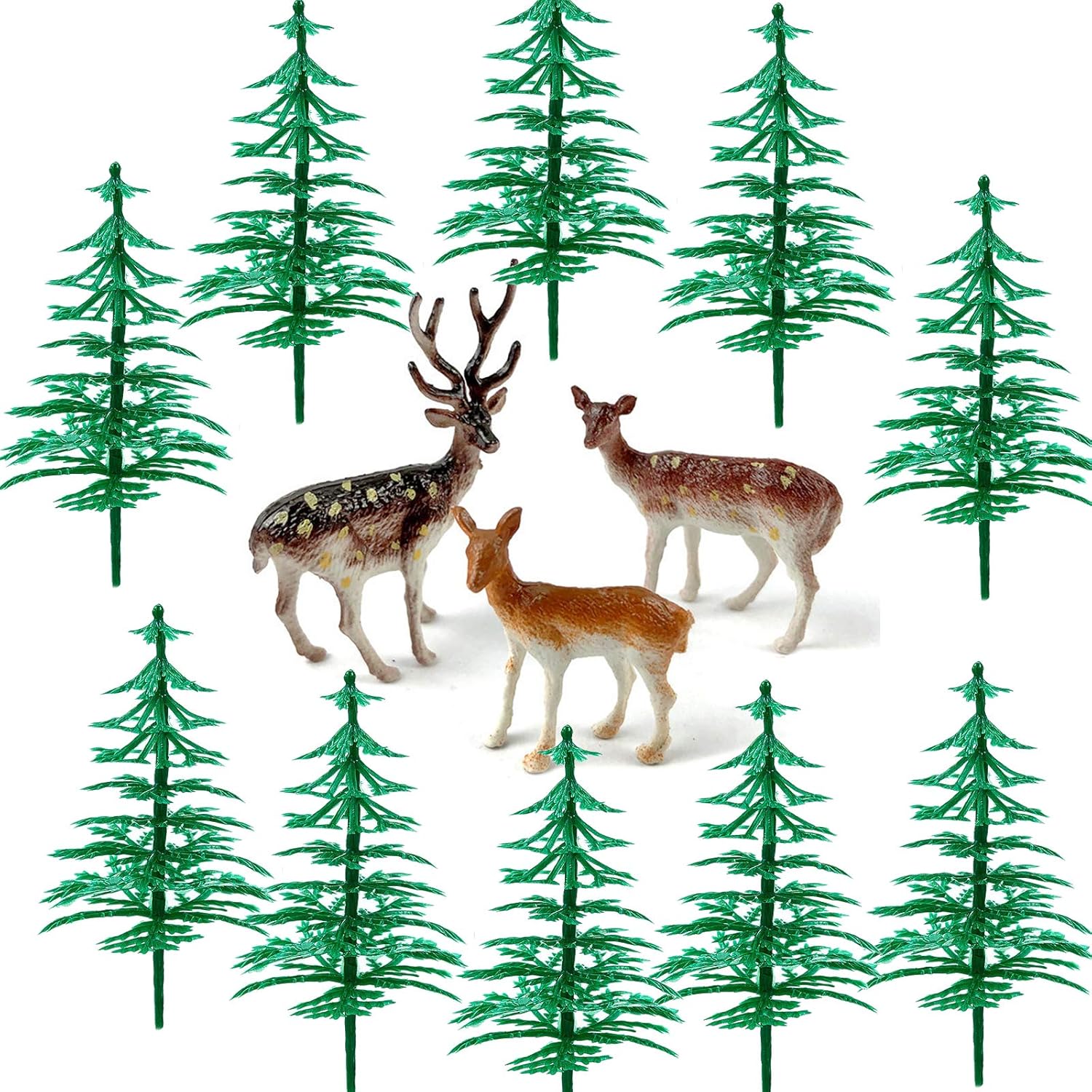

13 шт. Фигурки оленей на дереве, Лесная тема, Лесной торт Топпер, Украшения для торта с оленями на дереве для рождественского торта, Украшение