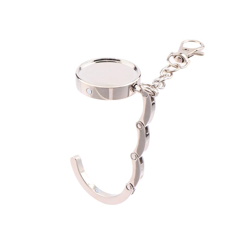 Simple Round Metal Folding Bag Hook Holder Portable Handbag Hooks Keychain Table Side Hangers Multipurpose Non-Slip Hook
