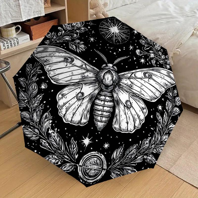 1pc Mystical Moth Night Sky Umbrella with Plastic Handle,Suitable for All Seasons Home Travel Outdoor UmbrellaDD1773