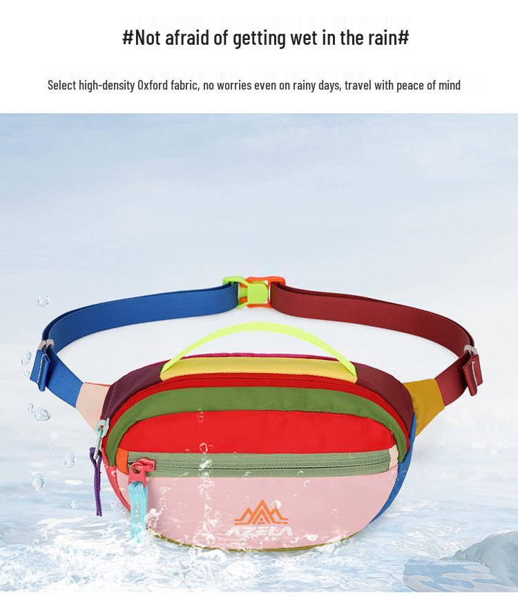 Azeera Unisex Crossbody Backpack: Dopamine Color Block Outdoor Waist Bag with Belt, Sporty Casual Shoulder Bag.