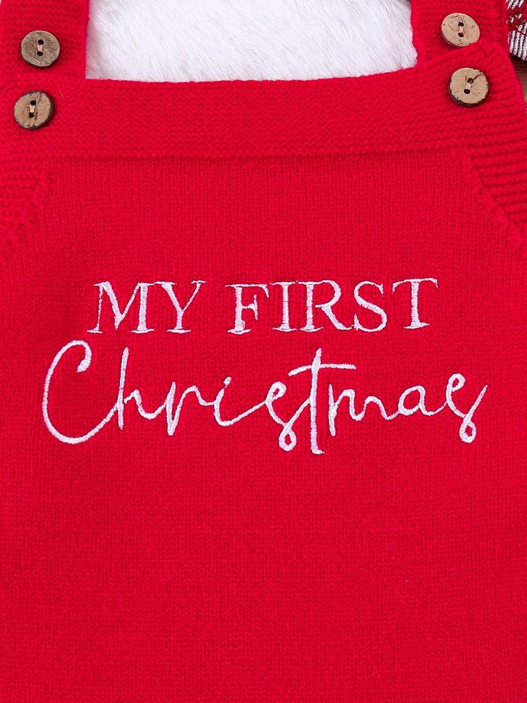 Children's Christmas Embroidered Suspender Romper