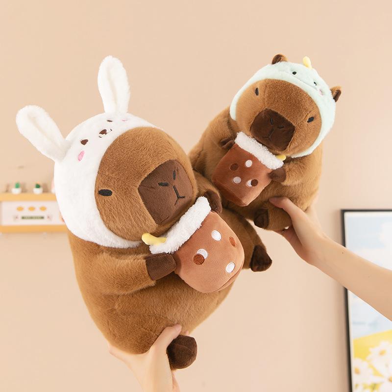 Uroczy uroczy zwierzak herbata mleczna królik kapibara pluszowa zabawka wyznanie lalka przytulająca kwiat kapi awokado dekoracja domu