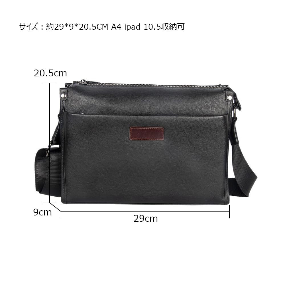 Whatna Antique-Style Tanned Natural Cowhide Leather Shoulder Bag for Men, Messenger Bag, Crossbody Chest Bag, Small Business Bag, A4 Size, Genuine