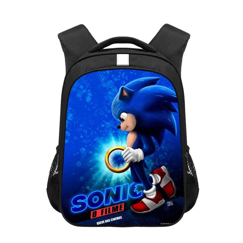 Sonic Cartoon Kids Backpack Durable Polyester Material 20-35l Capacity Zipper Closure Cushioned Shoulder Straps 44*30.5*16cm