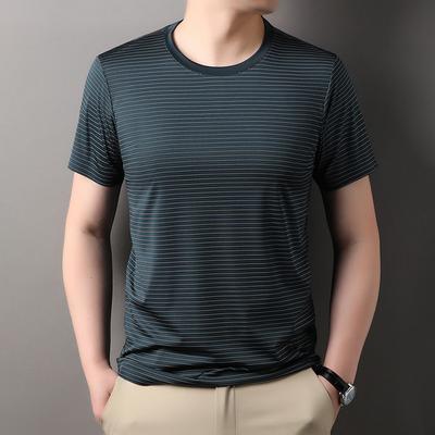 Sommer Herren T-Shirt Kurzarm Jugendmode Gestreifter Rundhals Halbarm Neues T-Shirt Trendy Herren Tops