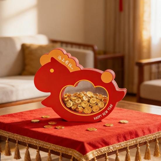 2026 Year of The Horse Chinese New Year Ornaments Wooden Small Horse Jewelry Box for Spring Festival Home Entrance Room Kitchen Decor