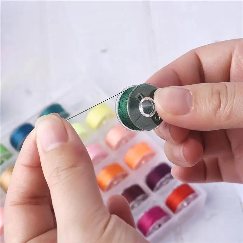25 Colors Set Bobbin Thread Polyester Thread Spools Sewing Machine Bobbins With Storage Box For Embroidery Sewing Accessories