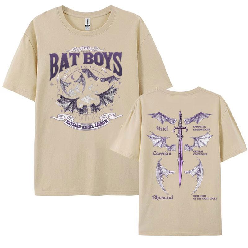 The Bat Boys Double Sided Graphic T Shirt Rhysand Cassian Azriel Apparel Tshirts Men Women Fashion Vintage Oversized Y2k T-shirt