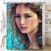 Luxury Blue Swirls Shower Curtain with Fluffy Hair Girl Extra Large 180 X 195cm for Bathroom Decorations