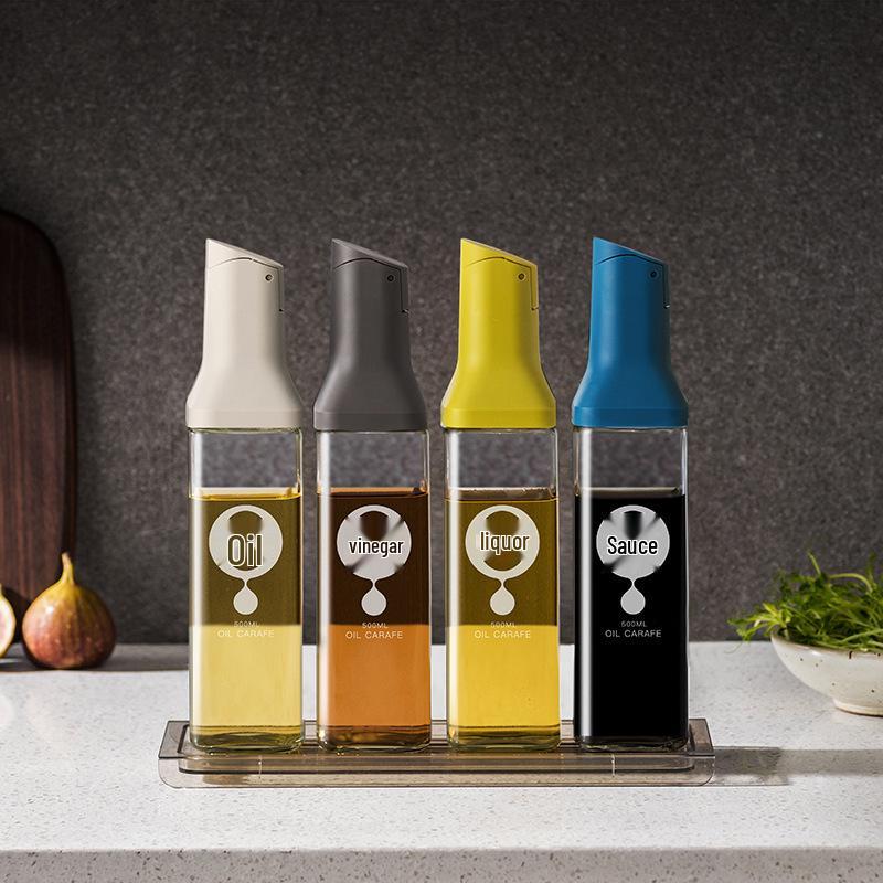 Household Kitchen Glass Oil, Soy Sauce, and Vinegar Bottle with Anti-Leak Design