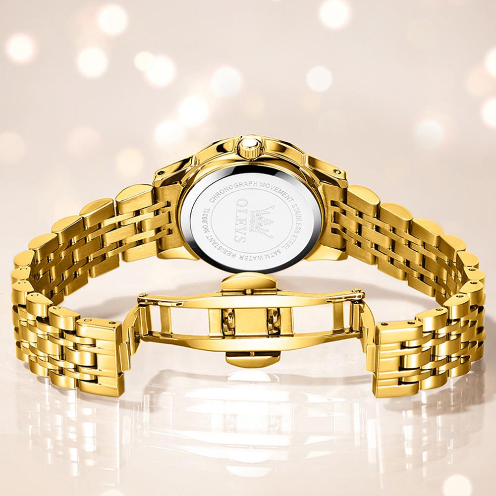 OLEVS Luxury Gold Steel Ladies Watches Fashion Casual Luminous Waterproof Quartz Women's Watches Dress Clock Reloj Mujer