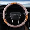 Car Steering Wheel Cover D-Shaped Handlebar Cover Summer Breathable Non-Slip Sweat-Absorbent Linen All-Season Universal Cartoon Cute for Women