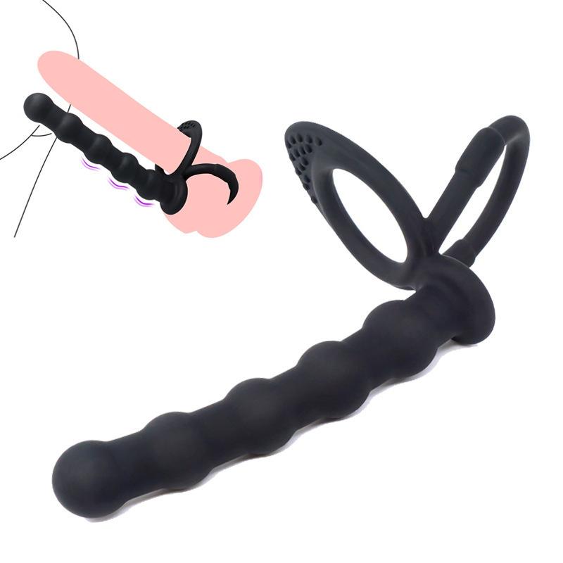 Adult Sex Product for Men and Women Prostate Butt Plug Silicone Double Ring Anal Beads Horseshoe Ring Sex Product