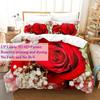 Comforter Red Roses Queen Size King Full 3D Bedding Sets Flower Quilt Linens Single Double Bed