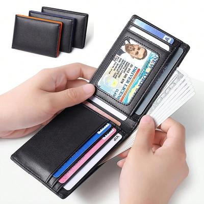 Men's Leather Wallet RFID Microfiber Leather Wallet Minimalism Credit Card Holder Mini Women's Wallets