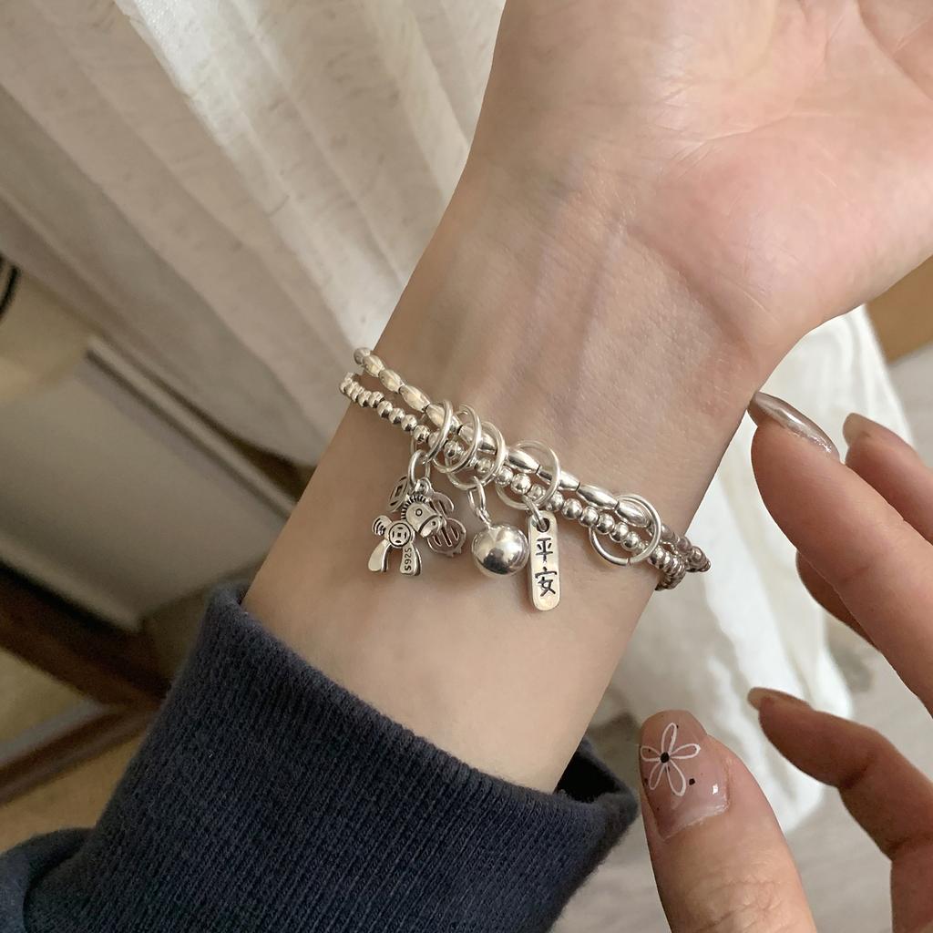 925 Sterling Silver Thai Silver Bracelet for Women Vintage Geometric Heart Love Lucky Punk Jewelry 2026 New