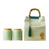 Creative Green Tea Ceramic Canister with Fresh Cloth Bag for Longjing, Maojian, Biluochun, Gyokuro - Empty Gift Packaging Box.