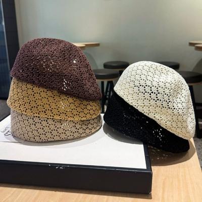 Thin Design Summer Beret Hollow Out Design Artist Hat Fashion Hollow Out Beret  Summer Season