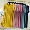 Sommer Lässiges Kurzarm Rundhals Kleid Neue Koreanische Mode Vielseitig Einfarbig Plissiert Nachthemd Kleid für Damen Elegante Freizeitkleidung