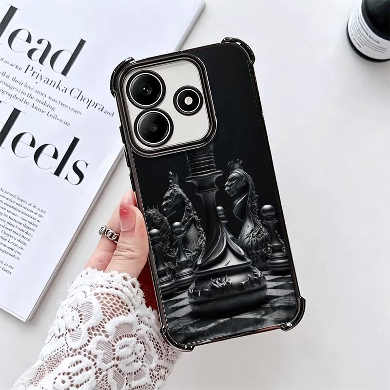 Competitive Chess Game Plating Phone Case For Xiaomi Redmi Note 14 15 Pro Plus 13 12 11 11S 11T 10 9S 9 5G Anti-Fall Airabag Cov