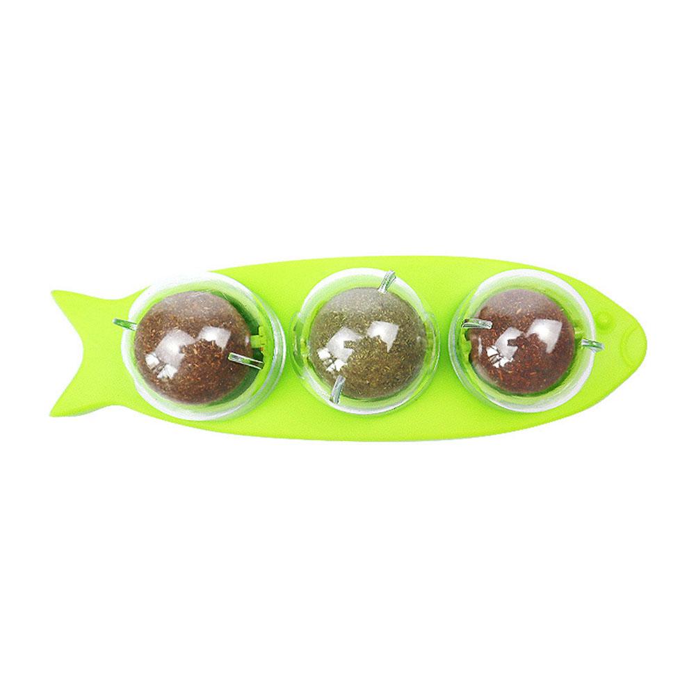 3 In 1 Catnip Ball with Transparent Cover Catnip Balls Toy for Cats Self-Adhesive Catnip Balls Toy Rotatable Pet Health Supplies