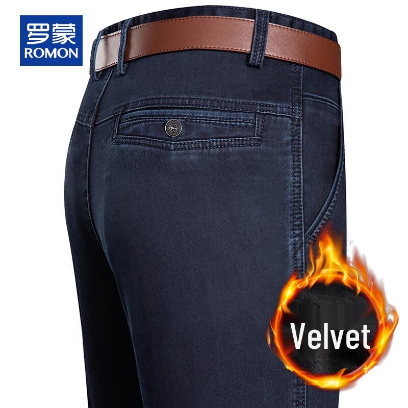 ROMON Men's Fleece-Lined Straight Leg Jeans