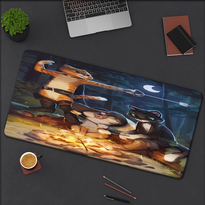 Puss In Boots Theme Mouse Pad, Non Slip Rubber Base, Multifunctional Office & Home Decor, Perfect for Workspace Personalization.