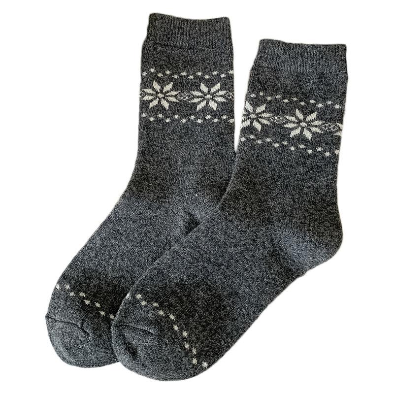 Snowflake Socks Stacking Socks Season Warm Wool Socks Piled Thickened Confinement Socks Soft Waxy Comfortable Medium Tube Socks