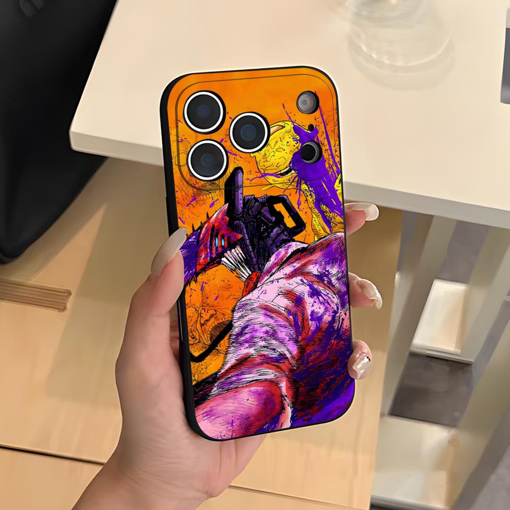 Anime C-Chainsaw Man Phone Case For IPhone 17 Air 16 E Pro Max 15 14 13 Mini 12 Pro 11 Max Plus Black Soft Shell