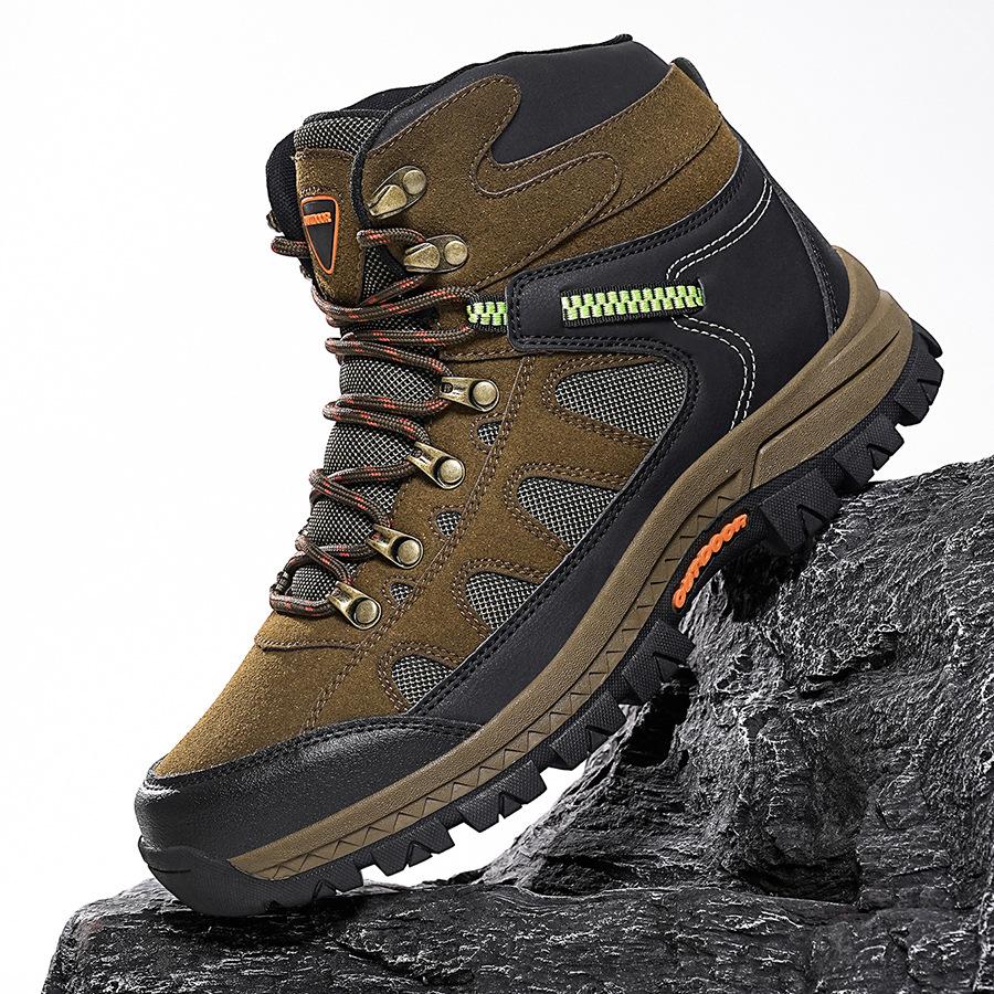 Men's Autumn/Winter High-Top Leather Outdoor Boots Anti-Slip Trail Hiking Sports Shoes Large Sizes