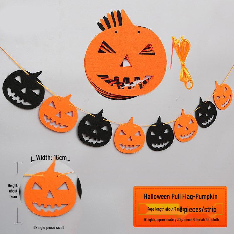 Festone Decorazione Lanterna Zucca di Halloween - Bandierine da Appendere per Atmosfera di Festa e Oggetti di Scena per Foto