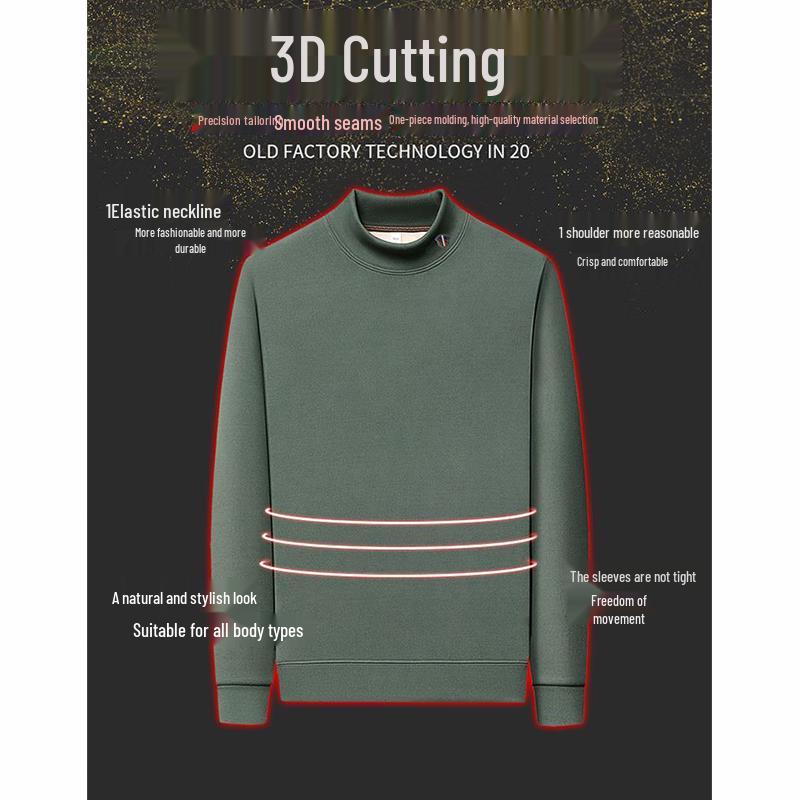 Romon Men's Fleece-Lined Mock Neck Winter Sweatshirt