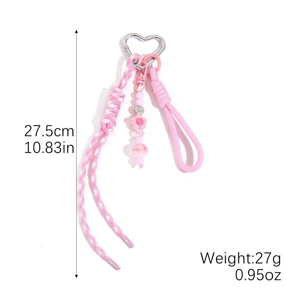 New Colored Hand Woven Keychain Braided Rope Bowknot Bag Pendant Leather Heart Buckle Mobile Phone Lanyard Gifts