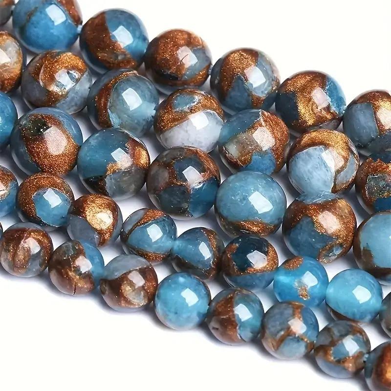 

Natural light blue gold colored stone round beads, loose beads, lake blue gold colored stone, handmade DIY, bracelet, jewelry accessories, bead beads 4mm/90 pieces