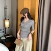 Women's Slim-Fit Tencel Wool V-Neck Mid-Sleeve Top - Korean Style, Spring/Summer 2026 Collection