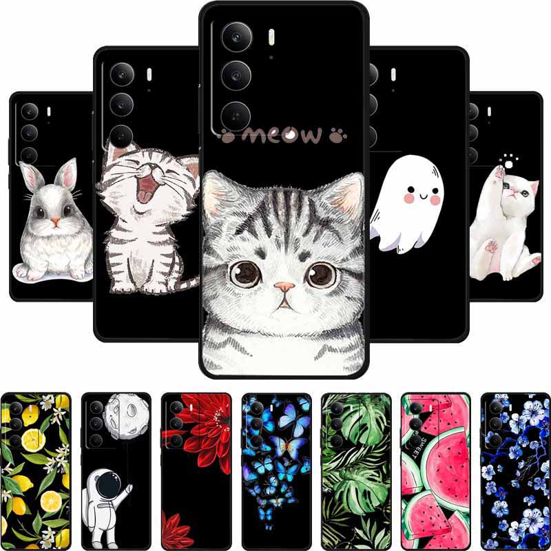 Black Silicone Case For Realme C71 Case C 71 Coque Cartoon Cat Soft Back Cover For Realme C71 Phone Cases RealmeC71 Funda Shell