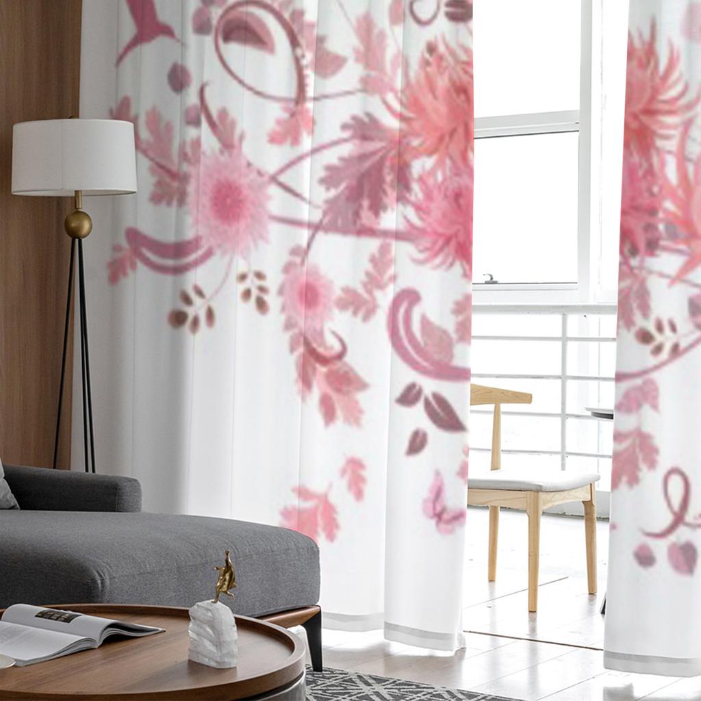 Pink Swirl Of Flowers Tulle Sheer Window Curtains For Living Room The Bedroom Modern Chiffon Voile Organza Curtains Decor Drapes