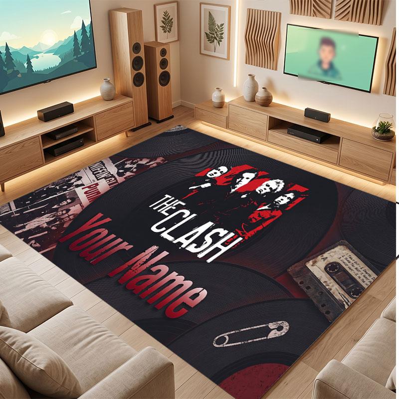The Cure Personalized Crystal Velvet Carpet, Customized Name Text Soft Anti‑Slip Rug for Living Room Bedroom