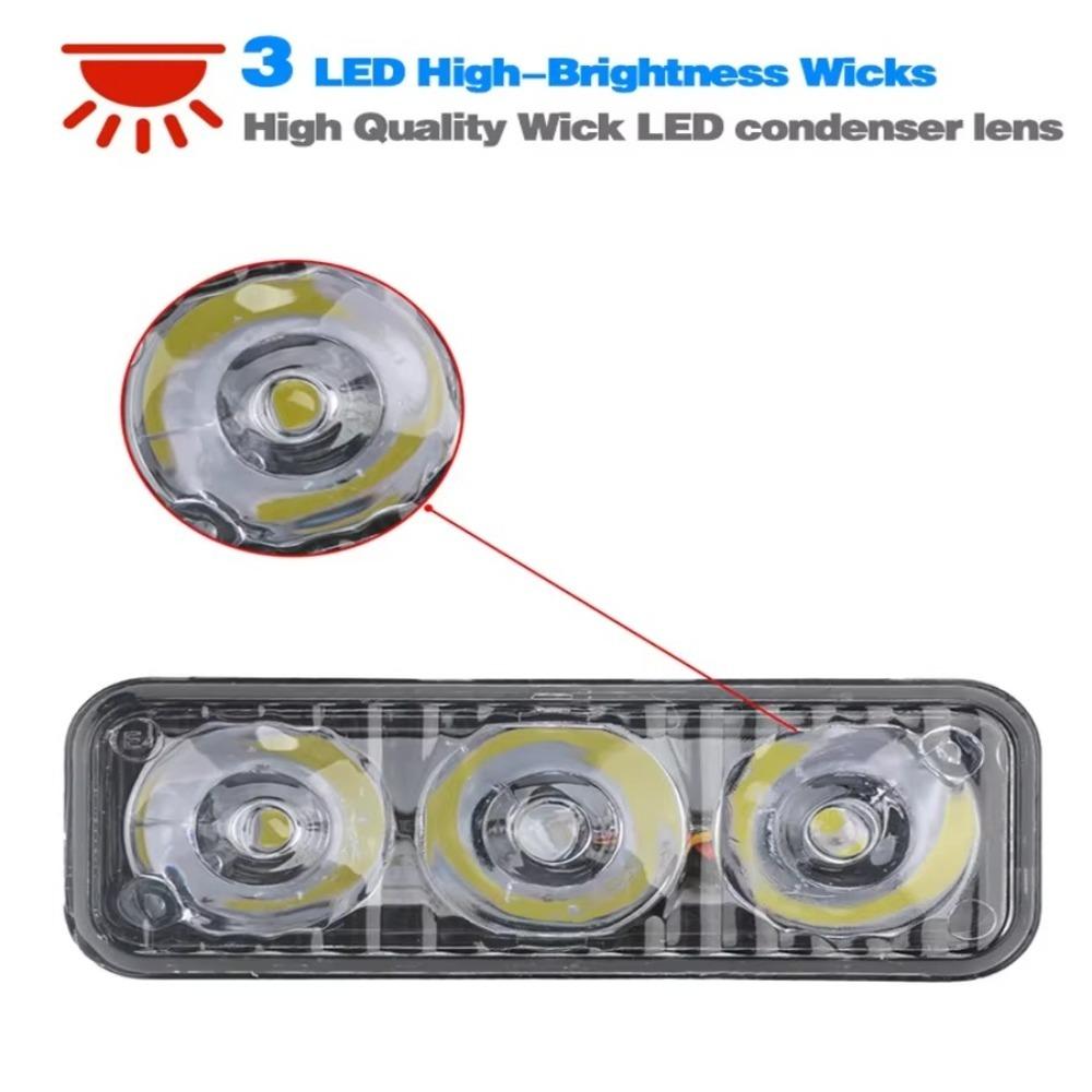 3 LED Daytime Running Light Waterproof IP67 Car Motorcycle DRL Constant/Flash