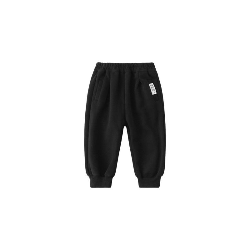 Children's Thickened Pants for Autumn and Winter, Boys' Composite Fleece Sweatpants, Baby Boys' Warm Solid Color Low-Waist Pants